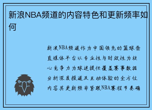 新浪NBA频道的内容特色和更新频率如何